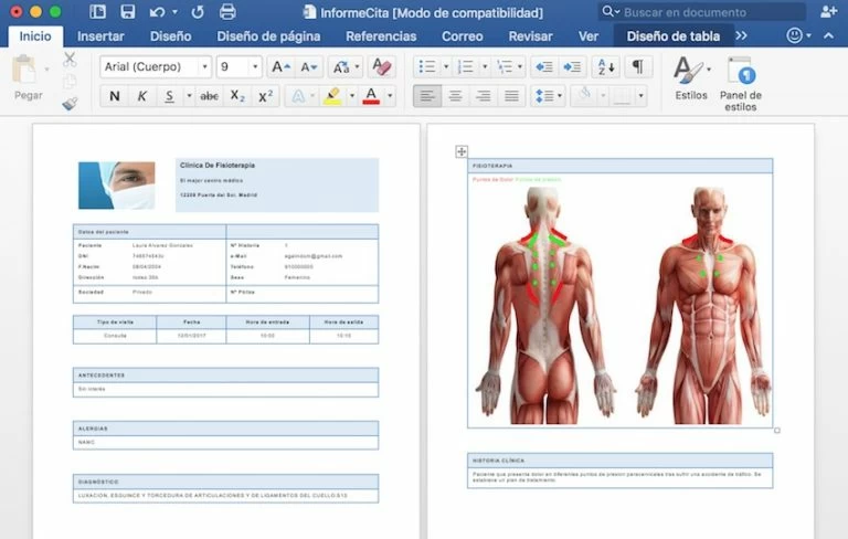 DriCloud: un informe de fisioterapia