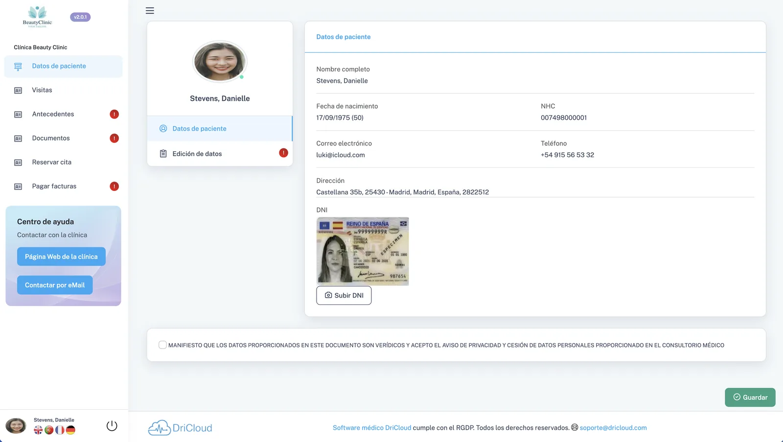 DriCloud: documentos del paciente en el portal