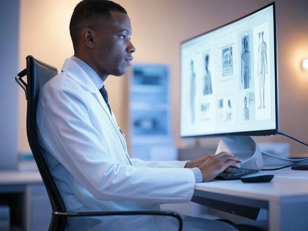 Interfaz digital de software médico para gestión clínica con un profesional de la salud