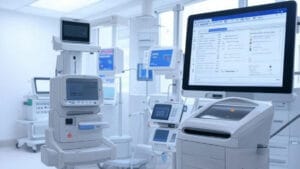 Título 'Sistemas de Salud: El Corazón de la Medicina Moderna y su Futuro Tecnológico' en una página web sobre avances en salud y tecnología