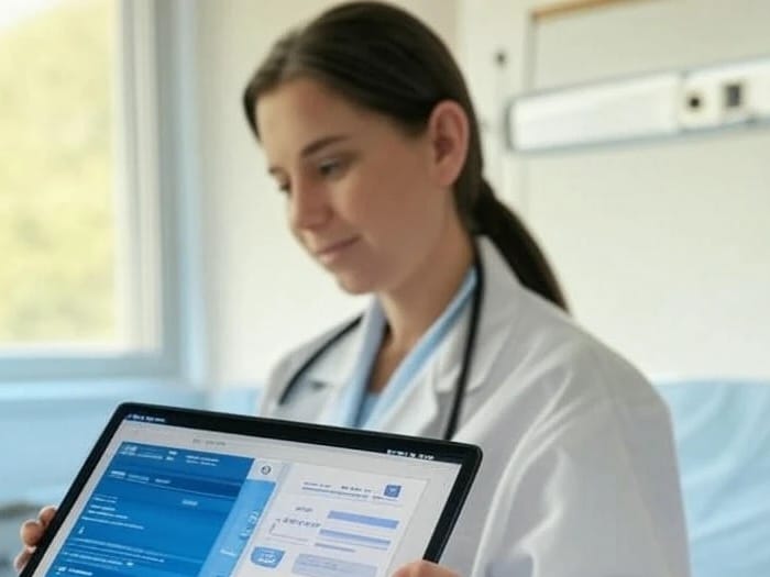 Título 'La evolución de los sistemas de salud en la era digital' en un artículo sobre avances tecnológicos en la atención médica.